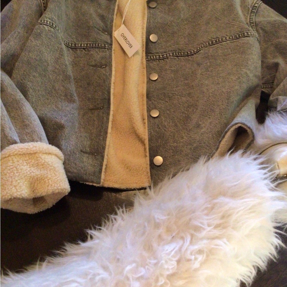 NEW! Overlover grey denim Sherpa jacket - Picture 4 of 9